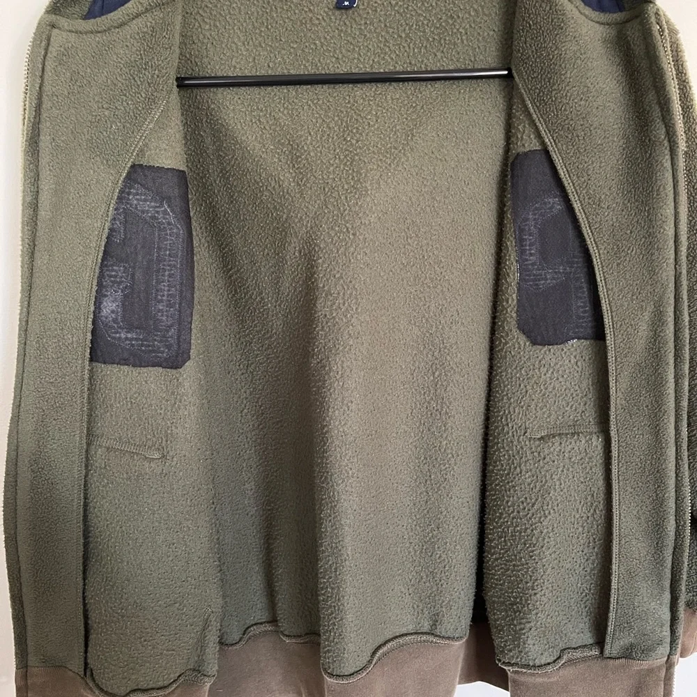 Gap boys hooded zipper sweatshirt -olive green/blue, cozy, size 8